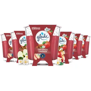 Glade Duft-Kerze im Glas, Cosy Apple & Cinnamon, bis zu 27 Stunden Brenndauer, 6er Pack (6 x 112g)