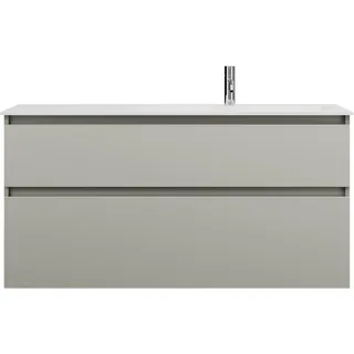 burgbad Lin20 Mineralguss-Waschtisch Weiß Glänzend rechtsbündig inklusive Waschtischunterschrank, 2 Auszüge, 1220x495x612mm, SGHX122RF5352C0001, Farbe: Basaltgrau Matt mit Laserkante