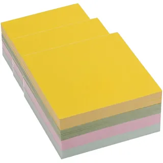 D.RECT Zettelklotz Notizklotz Ersatzpapier (für Zettelbox) | 85x85x40mm circa 350 blatt | sortiert Pastellfarbmix (Packung mit 3)