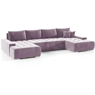 Wohnlandschaft Sofa mit Schlaffunktion VOGAR Stoff Monolith Lila - Violett