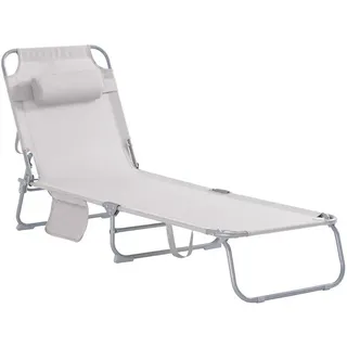 SoBuy Sonnenliege Beige , Metall, Textil , 195x58x63 cm , Gartenmöbel, Gartenliegen