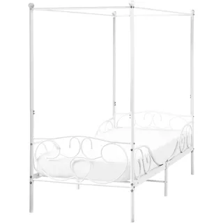 Beliani Himmelbett Metall Weiß mit Metallrost 90x200 cm