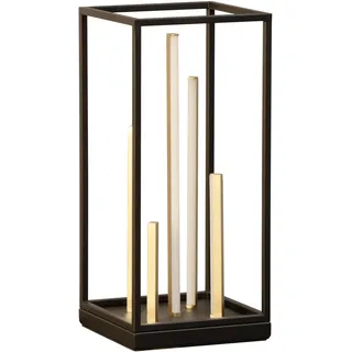 Fischer & Honsel Tischleuchte, Grid | schwarz/gold| L: 20 cm, B: 20 cm, H: 44,5 cm,| mit Taster stufenlos dimmbar| Farbtemperatur in 3 Stufen einstellbar| 1x LED 11W 2700/4500/6500 K | 1300 lm