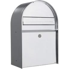 MEFA Briefkasten Amber 400 (Farbe Verzinkt, Regenschutzüberstand, große Einwurfklappe, Größe: 555x380x210 mm) 400900M