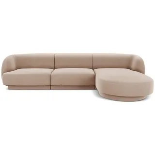 Micadoni Ecksofa rechts Miley aus Samt cappuccino 4 Sitzplätze , Cappuccino , Textil , L-Form , 255x156 cm , Hergestellt in Europa, Oeko-Tex® , Wohnzimmer, Sofas & Couches, Wohnlandschaften, Ecksofas
