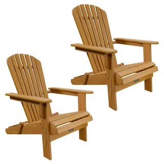 Juskys Liegestuhl Korfu Akazie klappbar 2er-Set , Naturfarben , Holz , 69x94x85 cm , Gartenmöbel, Gartensessel, Gartenstühle