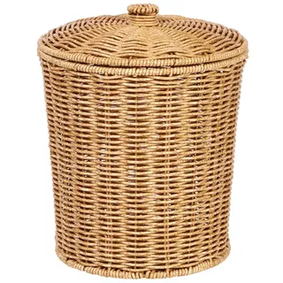 Zerodeko Rattan Korb Mit Deckel – Vielseitiger Wäschekorb Und Aufbewahrungskorb Für Schlafzimmer Wohnzimmer Und Bad – Geflochtener Mülleimer Für Schmutzwäsche Und Kleinigkeiten 11.42X9.25X7.87In