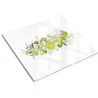 Tulup Glasplatte 60x52 cm Eiswürfel mit Limettengeschmack , Grün , Glas , 60x0.4x52 cm , Küchen, Küchenelektrogeräte, Herde, Herdabdeckplatten