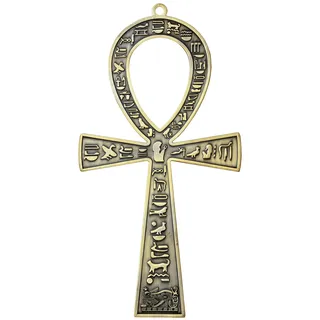 NileCartTM 21,6 cm großes ägyptisches ANKH-Kreuz aus Metall, hergestellt in Ägypten (antikes Messing)