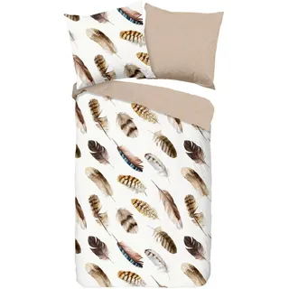 Good Morning Wendebettwäsche Fedra Beige 135 x 200 cm + 80 x 80 cm