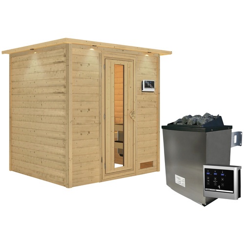 Bild von Sauna Anja Fronteinstieg, 9 kW Saunaofen mit externer Steuerung, für 3 Personen - beige