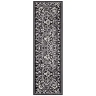 Nouristan Mirkan Orient Teppich – Wohnzimmerteppich Orientalisch Kurzflor Vintage Orientalischer Teppich für Esszimmer, Wohnzimmer, Schlafzimmer – Dunkelgrau, 80x250cm