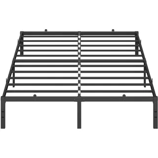 VASAGLE Doppelbettgestell, Bett, 160 x 200 cm, Metallbett, Bettrahmen, Unterbettaufbewahrung, modern, Gästebett, einfacher Aufbau, tintenschwarz RMB135B01