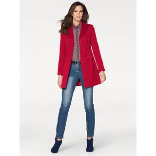 Longblazer HEINE "Longblazer", Damen, Gr. 44, rot, 64% Polyester, 34% Viskose, 2% Elasthan, Futter:100% Polyester, Blazer Longblazer
