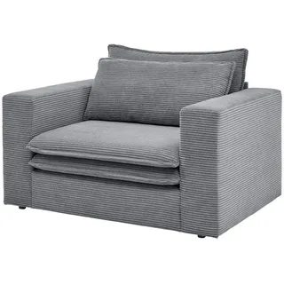 furn.design Relaxsessel Cord 125 x 83 x 125 cm Grau mit Hocker