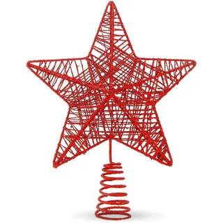 Christbaumspitze Stern - Baumspitze & Tannenbaum Aufstecker für Tannenbaum & Weihnachtsbaum zu Weihnachten (rot)