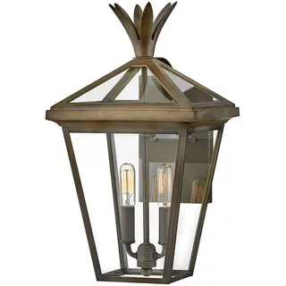 Wandleuchte Außenlampe Vintage Aluminium Glas 2x E14 IP44 Bronze Antik h: 46 cm