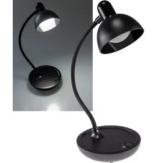 ChiliTec Tischleuchte 3x AA Batterie 25cm Schwanenhals Dimmbare Led Leseleuchte Licht Warmweiß 3000k Schwarz