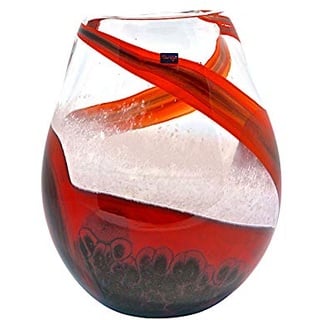 Svaja V-REDSSV Vase aus geblasenem Glas, rot/weiß