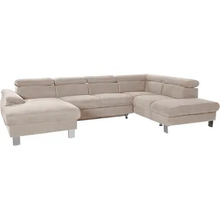 COTTA Wohnlandschaft »Komaris U-Form, B: 320 cm« mit Kopfteilverstellung, optional Bettfunktion, Bettkasten & Licht, beige