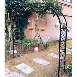 Rosenbogen aus Metall stabil Gartenbogen weiss Schwarz 140cm 200cm 240cm 260cm 310cm 350cm 370cm Breite Gartenbogen Rankhilfe Torbogen blumenbogen für Kletterpflanzen ( Color : Schwarz , Size : 280cm