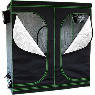 Mucola Gewächshaus inkl. 3 in 1 Feuchtigkeitsmessgerät für Pflanzen Pflanzenzelt Growbox Indoor Pflanzenzelt Zuchtzelt Zuchtschrank Darkroom Frühbeet Schwarz Grün - 240x120x200cm - Schwarz