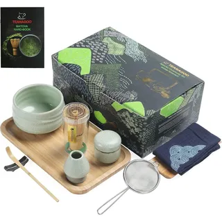 Japanisches Matcha-Teeset mit Bambus-Schneebesen, Löffel, Halter - 10