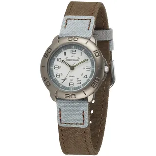 JACQUES FAREL Öko-Kinderuhr ORGS 488 0 mm Textilband Braun Grau