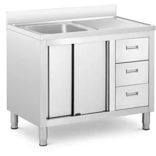 Royal Catering RC-IKS10 Spülenschrank 1 Becken Edelstahl 400 x 400 x 300 mm Spülenunterschrank Spülschrank
