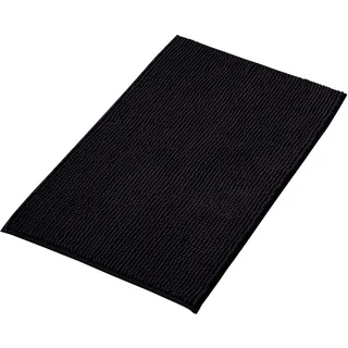 Decomira Badematte rutschfest | Als Badteppich Set kombinierbar | Badezimmer-Teppich Bad-Vorleger waschbar aus Chenille | Duschvorleger für Dusche, Badewannen, WC Deko | Schwarz - 40x60 cm