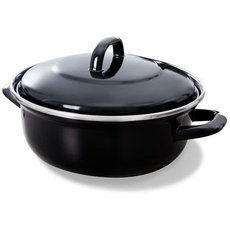 BK Fortalit Induktionsfähiger Topf aus emailliertem Stahl, 20 cm/1,4 l, mit Deckel, Backofen- und Bratensicherheit bis 230 °C, spülmaschinenfest, PFAS-frei, schwarz