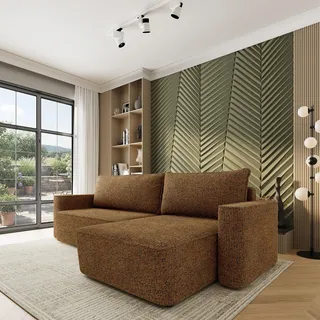 Masseno Ecksofa BELARO mit Schlaffunktion L-Form, Sofa mit Bettkasten, Wohnzimmersofa, Couch, Soffa, Bettsofa, Couchgarnitur- Braun, BELLA 70 - Braun