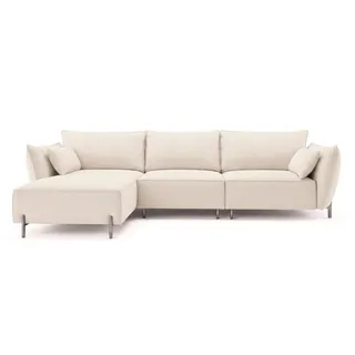 Kaiser Möbel Gartenecksofa für Terrasse und Garten, Stoff Sunlight, Ecru, Links, Sunmee , Holz , L-Form , 238x90x165 cm , Gartenmöbel, Loungemöbel, Gartensofas & Loungesofas