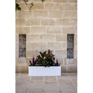 Kloris Blumenkasten, rechteckig, modern, aus Polyethylen, 60 x 30 cm, Höhe 30 cm, weiß, hohe Qualität, hergestellt in Italien