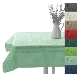 Outdoor Tischdecke Gartentischdecke wasserfest wetterbeständig rutschfest waschbar Outdoortischdecke Weichschaum Garten Balkon Camping Party Tischdeko Typ883 Mint 130x160 cm eckig