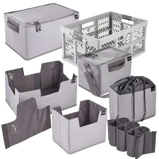 Klappbox KEEEPER "Profi-Klappbox ben 45 l und 5x faltbare Box und Isoliertasche neo", graphite, nordic grau, B:54cm H:28cm T:37cm, Kunststoff, Einkaufskörbe, Klappbox, Soft-Touch-Griffe, zusammenklappbar