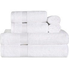 Superior Handtuch-Set, ägyptische Baumwolle, 6-teilig, Badezimmer-Essentials, Handtücher für Badezimmer, Wohnung, Airbnb, Gästebad, Gesicht, Hand, Badetücher, Waschlappen, saugfähig, schnell