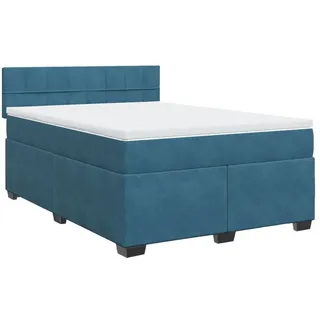 vidaXL Boxspringbett mit Matratze Blau 160x200 cm Samt