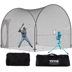Bild Baseball-Schlagkäfig-Netz mit Rahmen und Netz 3,6 x 3,6 x 3 m, Baseballkäfig-Netz zum Schlagen und Aufstellen, Baseballnetz, Schlagkäfig für Jugendliche oder Erwachsene Schwarz Hinterhof