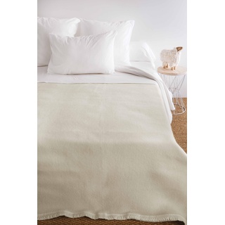 Toison d'or Volta Woolmark Wolldecke, 240 cm x 260 cm, Natur