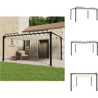 vidaXL Pavillon mit Lamellendach 3x4 m Creme Stoff und Aluminium - Pavillons & Partyzelte - Creme