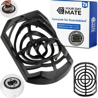 Haarsieb für Duschablauf, 2 Stück, in Schwarz, kompatibel mit Viega Domoplex 6928 und 6929, Ersatz Tauchrohr Haarfänger Dusche für Ø 52 mm Domo plex Ablaufgarnitur, Haarfilter Siebeinsatz Duschabfluss