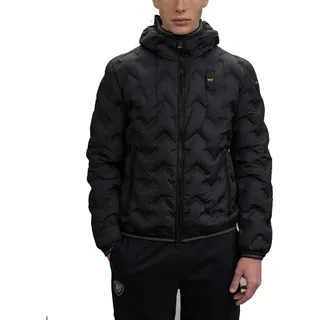 Blauer Piery Herren Daunensteppjacke aus Polyester mit integrierter Kapuze, Schwarz - Schwarz