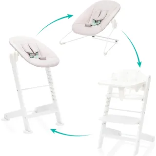 fillikid Pia Swing ab Geburt bis 85 kg mit Neugeborenenaufsatz, 5-Punkt-Gurt, abnehmbarem Essbrett mit Getränkehalter - weiß,