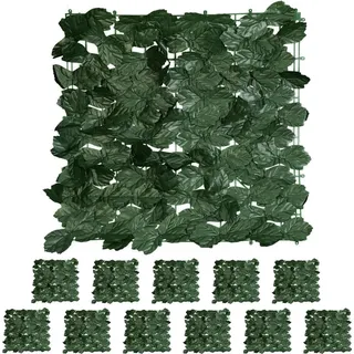 Relaxdays Sichtschutzelement 50 x 50 cm dunkelgrün Kunststoff 24 St.