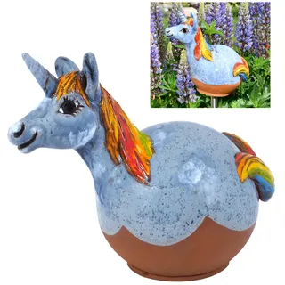 Midene Gartenstecker Keramik Handgefertigt - Gartendeko für Draußen Wetterfest - Garten Deko Keramik - Gartenfiguren & Gartenstatuen - Einhorn