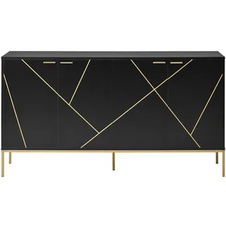 Urban Meuble Sideboard 150 x 80 x 40 cm Schwarz / Buche