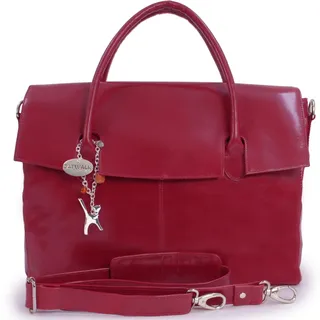 Catwalk Collection Handbags - Damen Leder Laptoptasche 17 Zoll - Arbeitstasche Extra Groß - Aktentasche mit Schultergurt - Helena - Rot