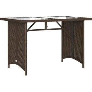vidaXL Gartentisch mit Glasplatte Braun 110x68x70 cm Poly Rattan - Braun