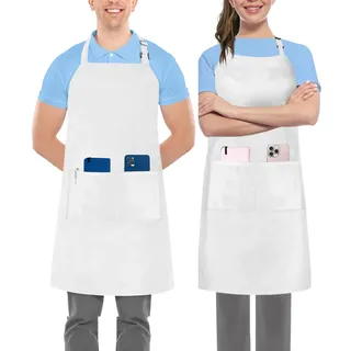 Utopia Kitchen 2er Pack Unisex Grillschürze mit geräumigen Taschen Verstellbare Latzschürzen für Männer und Frauen ideal für Köche Kochen Grillen und Backen